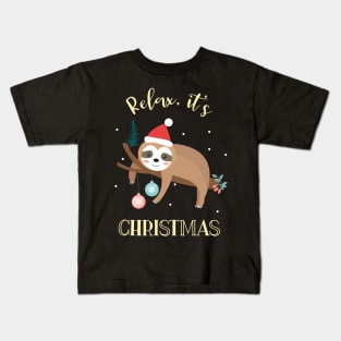 Relax It's Christmas Funny Sloth Kids T-Shirt